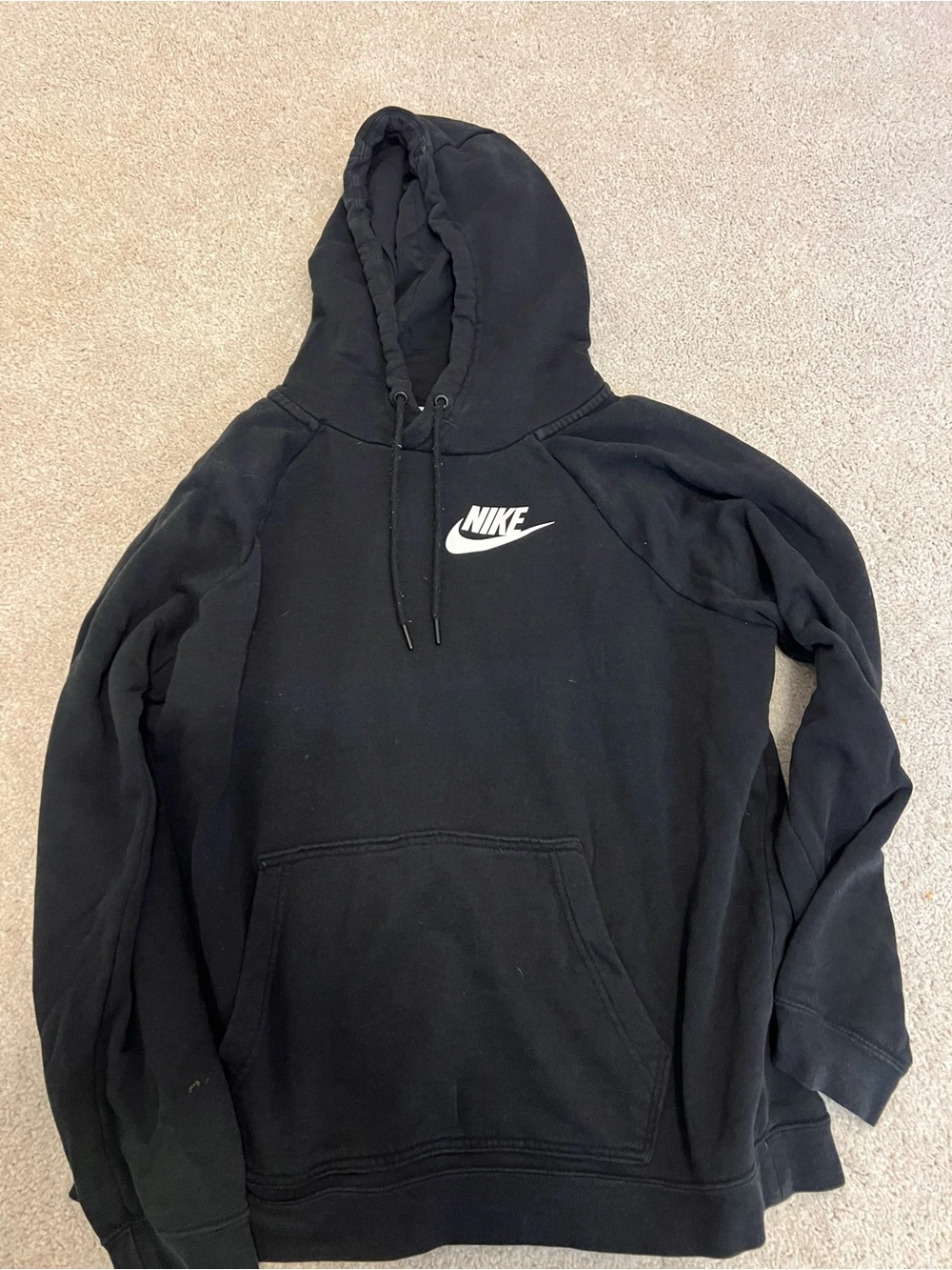 Nike Black Men's Pullover Hoodie with White Swoosh